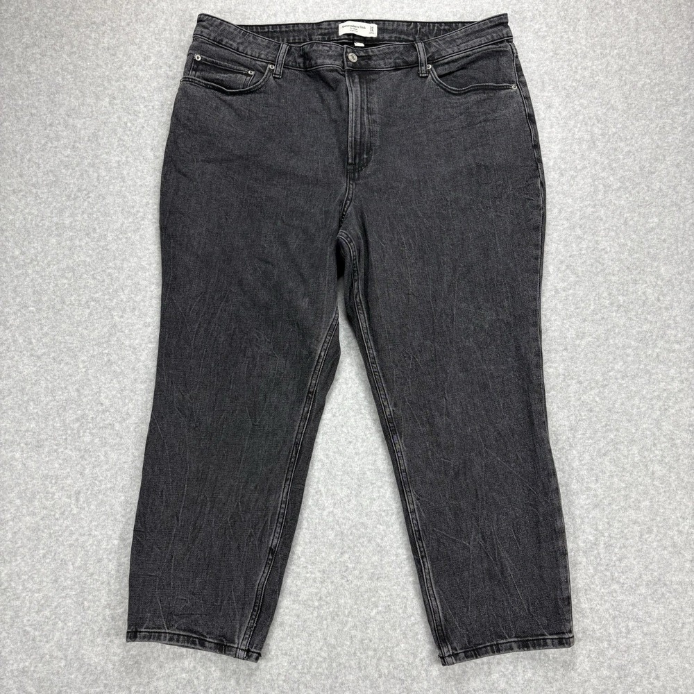Abercrombie & Fitch Mom Jeans Women 18 Short Black High Rise Curve Love Denim